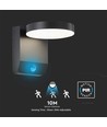 17W rund væglampe med sensor - IP65, sort, 2480lm, 3000K, PIR sensor, udendørs, inkl. lyskilde