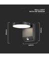 17W LED væglampe med sensor, rund - IP65, 4000K, sort, PIR sensor, udendørs, 2480lm