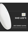 18W LED Dome Lys - Mikrobølge Sensor, 3000K, Rund, Hvid Ramme, IP44.