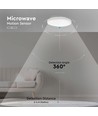 18W LED Dome Lys - Mikrobølge Sensor, 3000K, Rund, Hvid Ramme, IP44.