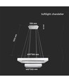 113W LED lysekrone, dæmpbar - 6300lm, 3000K, Ø60cm, varm hvid, Triac fasedæmp