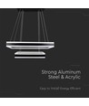 113W LED lysekrone, dæmpbar - 6300lm, 3000K, sort, Ø60/40cm, 360 grader, Triac dæmpbar