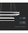 113W LED lysekrone, dæmpbar - 6300lm, 3000K, sort, Ø60/40cm, 360 grader, Triac dæmpbar