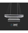 113W LED lysekrone, dæmpbar - 6300lm, 3000K, sort, Ø60/40cm, 360 grader, Triac dæmpbar