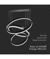86W Soft Light Chandelier LED pendel - Sort, 3000K, dæmpbar, 360 grader lys, 3 års garanti