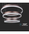 92W LED lysekrone pendel, 3-trin dæmpbar - 4550lm, 3000K, kaffebrun aluminium, 360 grader lysspredning