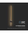 12W LED væglampe, RA90 - IP65, sort, 1590lm, 3000K, 65cm høj
