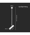 GU10 pendel i hvid aluminium - Cylindrisk, justerbar længde op til 1,2m, uden lyskilde