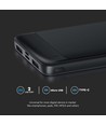 10000mAh Powerbank, 22.5W - Sort, 2x USB-C, Li-Pol, Fast Charger