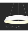 48W LED designer pendel, dæmpbar - Ø48,5cm, 360 grader, hvid, rund, inkl. lyskilde