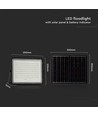 VT LED Solar Projektør 180W - 6400K, 16000 mAh Batteri, 3m Kabel, Smart IR Fjernbetjening, Hurtig Opladning