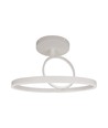 38W LED loftslampe i metal - Ø50cm, hvid, dobbelt rund design, 4000lm, 3000K, IP20