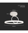 38W LED loftslampe i metal - Ø50cm, hvid, dobbelt rund design, 4000lm, 3000K, IP20