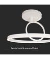 38W LED loftslampe i metal - Ø50cm, hvid, dobbelt rund design, 4000lm, 3000K, IP20