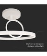 38W LED loftslampe i metal - Ø50cm, hvid, dobbelt rund design, 4000lm, 3000K, IP20