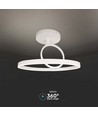 38W LED loftslampe i metal - Ø50cm, hvid, dobbelt rund design, 4000lm, 3000K, IP20