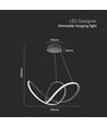 49W LED dekorativ pendel, dæmpbar - Ø70cm, 5220lm, 3000K, sort kabinet, IP20