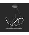 49W LED dekorativ pendel, dæmpbar - Ø70cm, 5220lm, 3000K, sort kabinet, IP20
