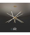 42W LED designer pendel, guld - Dæmpbar, 12 rør, 3000K, 85x31x120cm