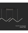 100cm 12W LED pendel - Double zig-zag design, 4000K, sort finish