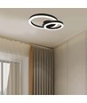 20W LED designer loftlampe - To overlappende ringe, Ø45cm, sort, 3000K, 105lm/W