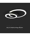 20W LED designer loftlampe - To overlappende ringe, Ø45cm, sort, 3000K, 105lm/W