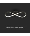 24W Infinity LED designerlampe - 3000K, sort, 360 grader, væg/loftlampe