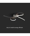 24W LED designer loftlampe - 2560lm, 3000K, sort, 360 grader lysspredning