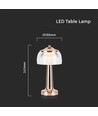 LED bordlampe - 1800mAh batteri, 13.5x26.5cm, 3i1, fransk guld, hus