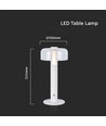 1W LED bordlampe med batteri, hvid - Genopladelig, 3000K, touch dæmpbar, DC 5V