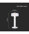 LED bordlampe - 1800mAh batteri, Ø150x300, 3000K, hvid