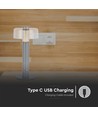 1W genopladelig LED bordlampe - Touch dæmpbar, 1800mAh batteri, 3000K, grå, inkl. USB-C kabel