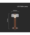 LED bordlampe - 1800mAh batteri, Ø150x300, 3000K, sandbrun hus