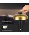 3W genopladelig LED bordlampe - Touch dæmpbar, 3-i-1 CCT, guld/sort, inkl. USB-kabel