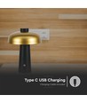 LED bordlampe - 1800mAh batteri Ø300x390 3i1 guld+sort hus