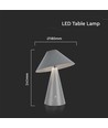 3W genopladelig LED bordlampe, CCT - Grå, touch dæmpbar, USB-C, metal, 200lm