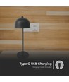 V-Tac Opladelig bordlampe 3i1 - CCT, sort, IP20, touch dæmpbar