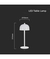 LED bordlampe - 1800mAh batteri, Ø115x300, 3i1, hvid, hus