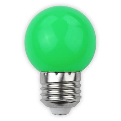 1W Farvet LED kronepære - Grøn, matteret, E27 - Dæmpbar : Ikke dæmpbar, Kulør : Grøn