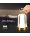 1W genopladelig LED bordlampe, touch dæmpbar - 3-i-1 CCT, French Gold, 1800mAh batteri, højde 19cm