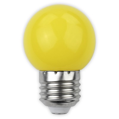 1W Farvet LED kronepære - Gul, matteret, E27 - Dæmpbar : Ikke dæmpbar, Kulør : Gul