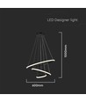 LED hængelampe dekorativ - Ø600+Ø400+Ø200, 3000K, sort hus.