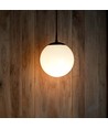 Loftshængt lampe (1*E27) - mat sort, opal plastik kugle