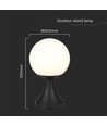 E27 udendørs standerlampe - IP44, mat sort, opal glas, højde 100cm, uden lyskilde