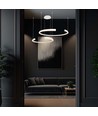 48W LED designer pendel - Hvid, Triac dæmpbar, 5150lm, to halvmåner, 110x80cm