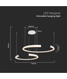 48W LED designer pendel - Hvid, Triac dæmpbar, 5150lm, to halvmåner, 110x80cm