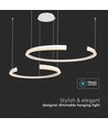 48W LED designer pendel - Hvid, Triac dæmpbar, 5150lm, to halvmåner, 110x80cm