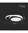 38W LED Designer Lys - 4000K, Sort, Dobbelt, Rund