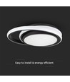 38W LED Designer Lys - 4000K, Sort, Dobbelt, Rund
