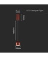 8,5W LED designer pendel - Ø100mm, brun, 3000K, 850lm, IP20